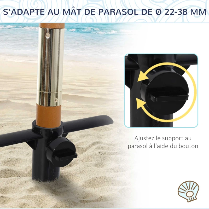 Outsunny Pied de parasol à planter - pied d'ancrage à visser dans le sol - fixation parasol - porte-parasol avec vis de serrage - ABS noir