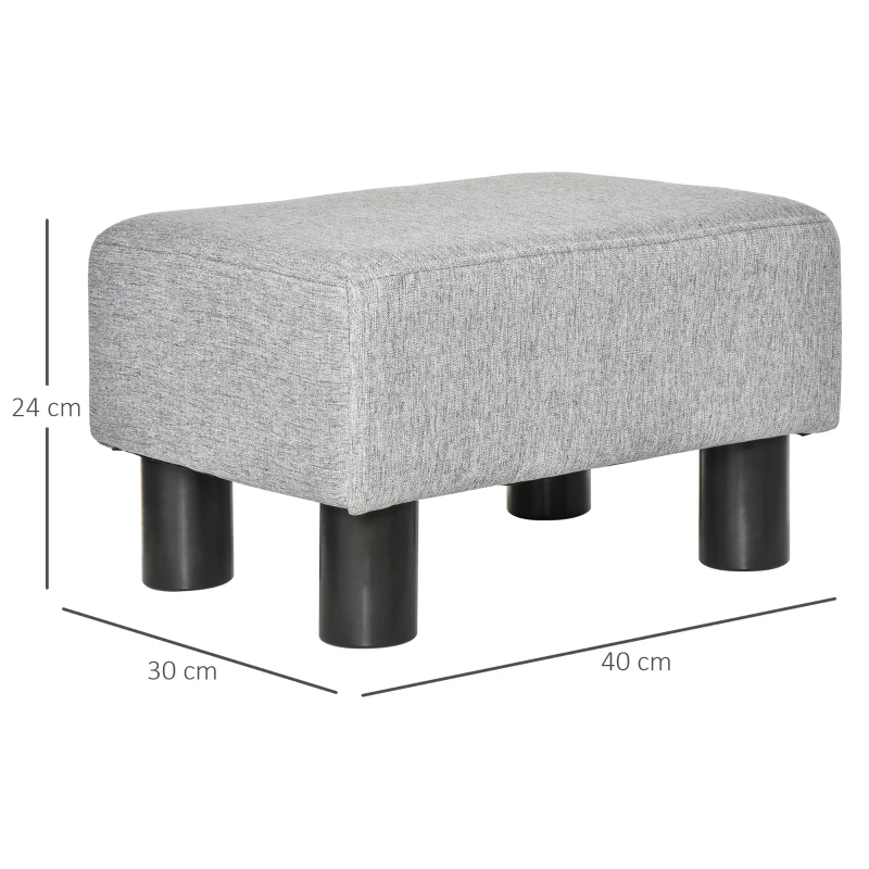 HOMCOM Lot de 2 poufs repose-pied tabouret bas en tissu de lin capacité de charge 150 Kg 40 x 30 x 24 cm gris