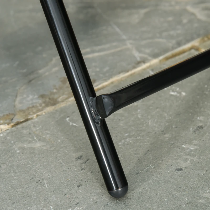 Outsunny Table basse ronde bistro de jardin Ø 45 x 50H cm pliable métal noir plateau verre trempé
