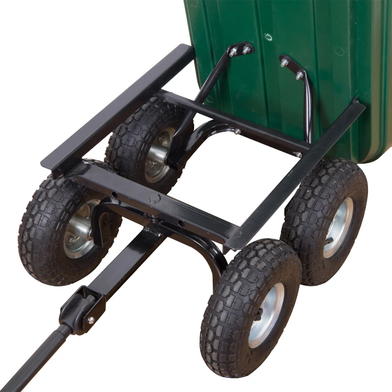 Outsunny 2 en 1 chariot de jardin à main et remorque benne basculante charge max. 200 Kg vert