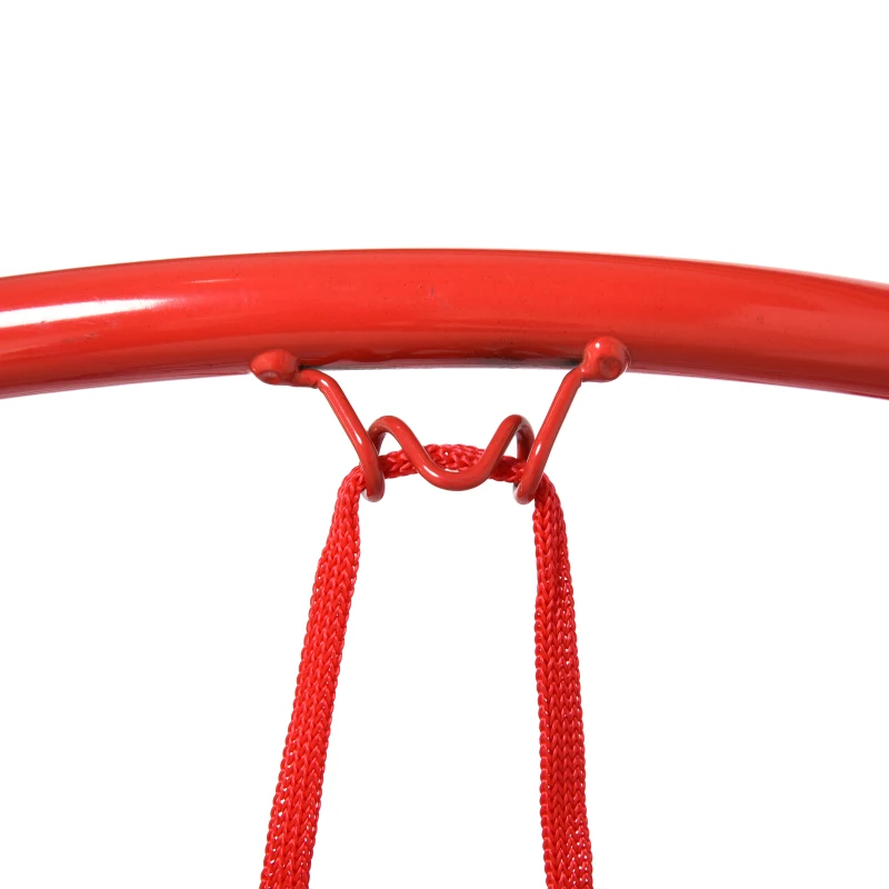 HOMCOM Canasta de Baloncesto de Pared Ø46 cm Aro de Baloncesto con Red de Baloncesto Marco Metálico y 12 Ganchos Rojo
