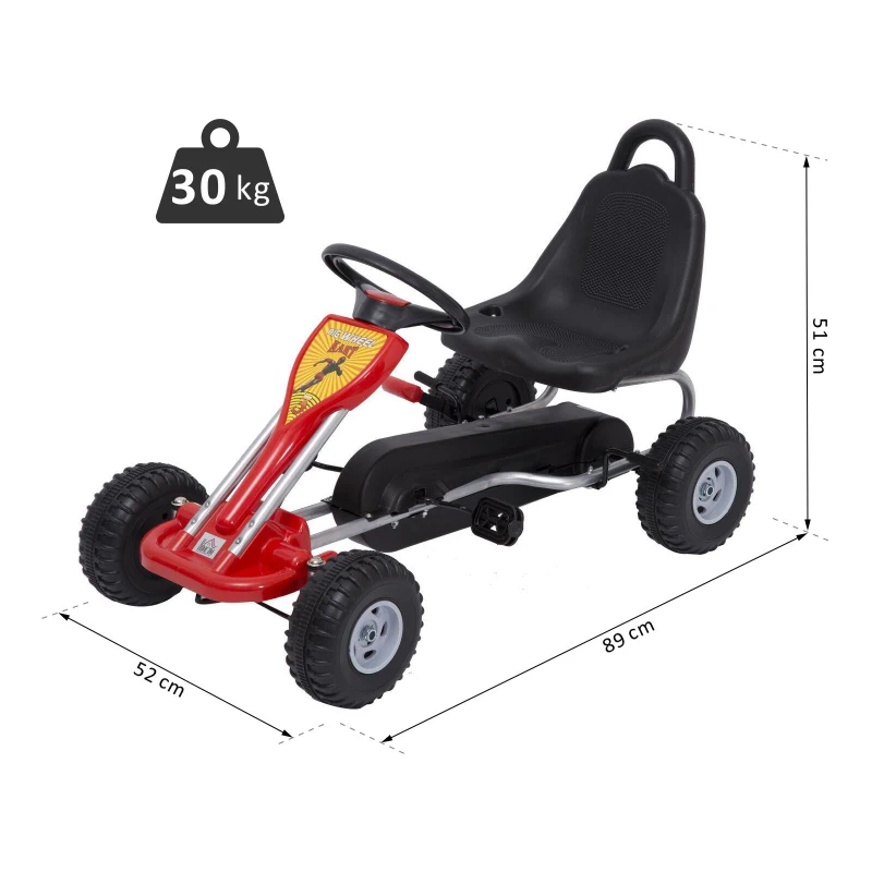 HOMCOM Kids Children Pedal Go Kart Manual Ride On Car Outdoor Fun Vehicle for 3-4 Years Old