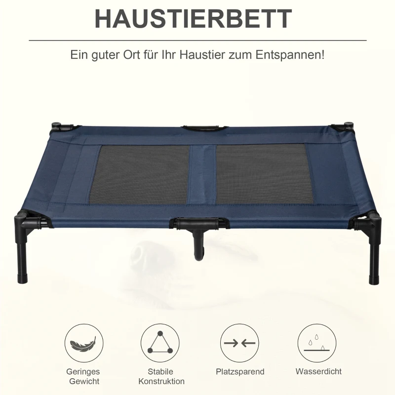 PawHut Hundeliege, Outdoor Hundesofa, Haustierbett, Schlafplatz, Katzenbett, Hundebett, 92 x 76 x 18 cm, Schwarz+Blau