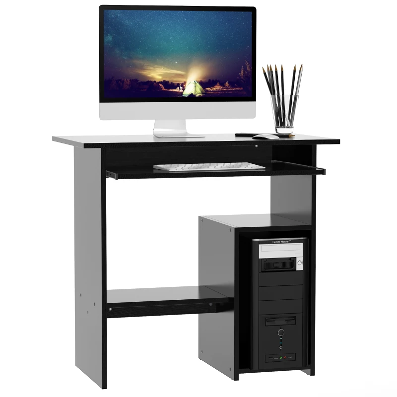 HOMCOM Computertisch, Schreibtisch, Bürotisch, Gamingtisch, Kinderschreibtisch PC-Tisch, Schwarz, 80 x 45 x 75 cm