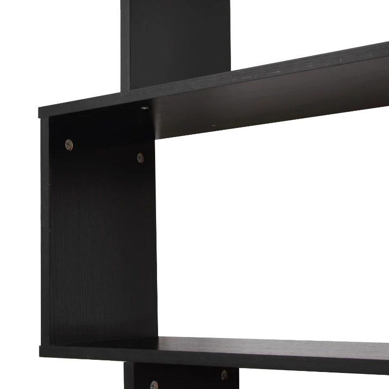 HOMCOM Estantería Librera 6 Estantes Madera Forma S 80x24x191 cm Estantes Color Negro