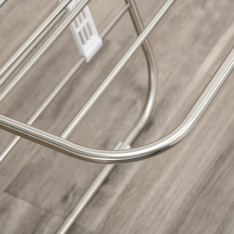 HOMCOM Wäscheständer Standtrockner faltbar 3-stufiger Flügelwäschetrockner Trockengestell Trockenständer Edelstahl Kunststoff Silber Weiß 138 x 60,5 x 112 cm