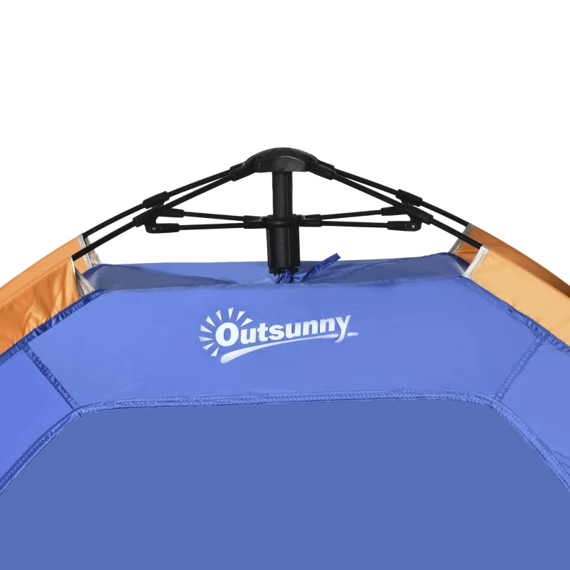 Outsunny Strandmuschel, Strandzelt, Pop up Campingzelt, Netzfenster, Tragetasche, 2-3 Personen, Fiberglas, 210 x 140 x 120 cm