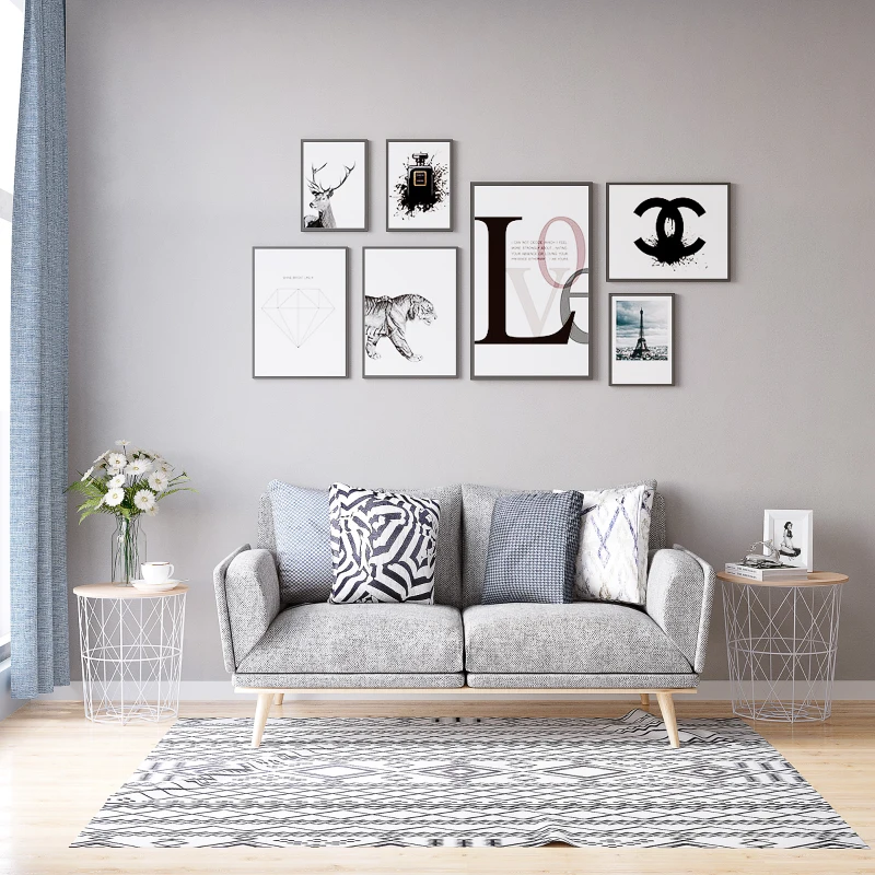 HOMCOM Lot de 2 Tables Basses gigognes Tables d'appoint Rondes encastrables Style néo-rétro Bicolore Structure métal Blanc Plateau MDF Coloris hêtre