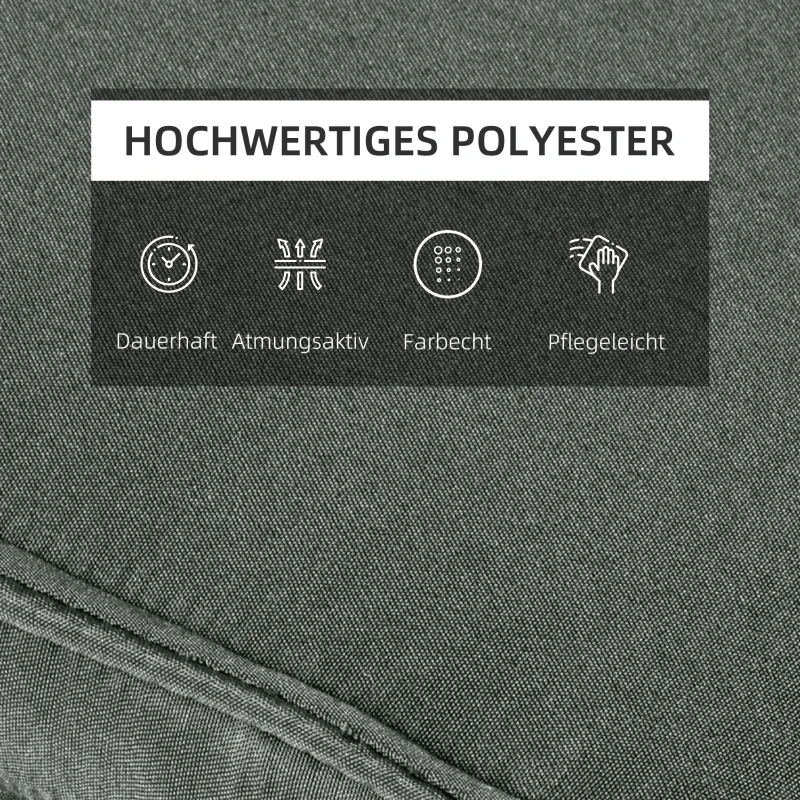 Outsunny Liegenauflage Liegenpolster Gartenliege mit Kopfkissen abnehmbar Bezug Grau 198 x 53 x 5 cm NUR Kissen