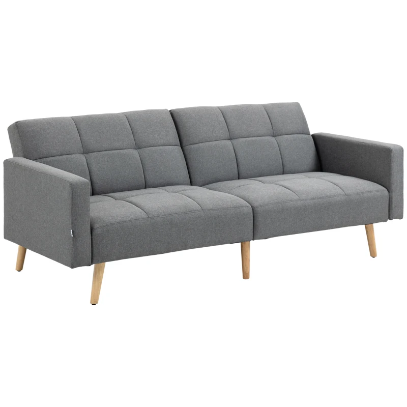 HOMCOM Canapé convertible 2 places design scandinave inclinaison dossier réglable 2 niveaux 205 x 88 x 80 cm gris
