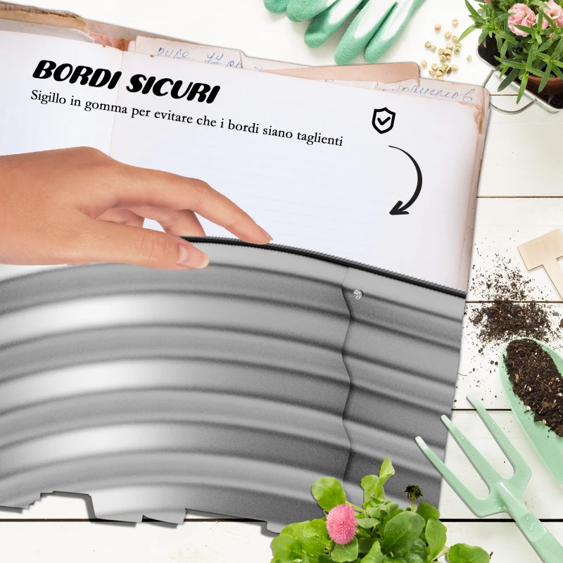 Outsunny Letto per Orto Rialzato a 2 Livelli in Acciaio con Fondo Aperto 120x90x30cm, Argento