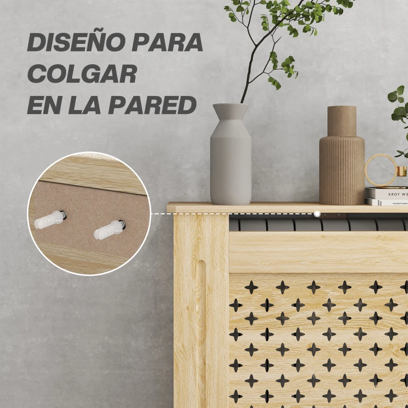 HOMCOM Cubreradiador de MDF Cubierta para Radiador para Salón Dormitorio Pasillo 78x19x82 cm Roble