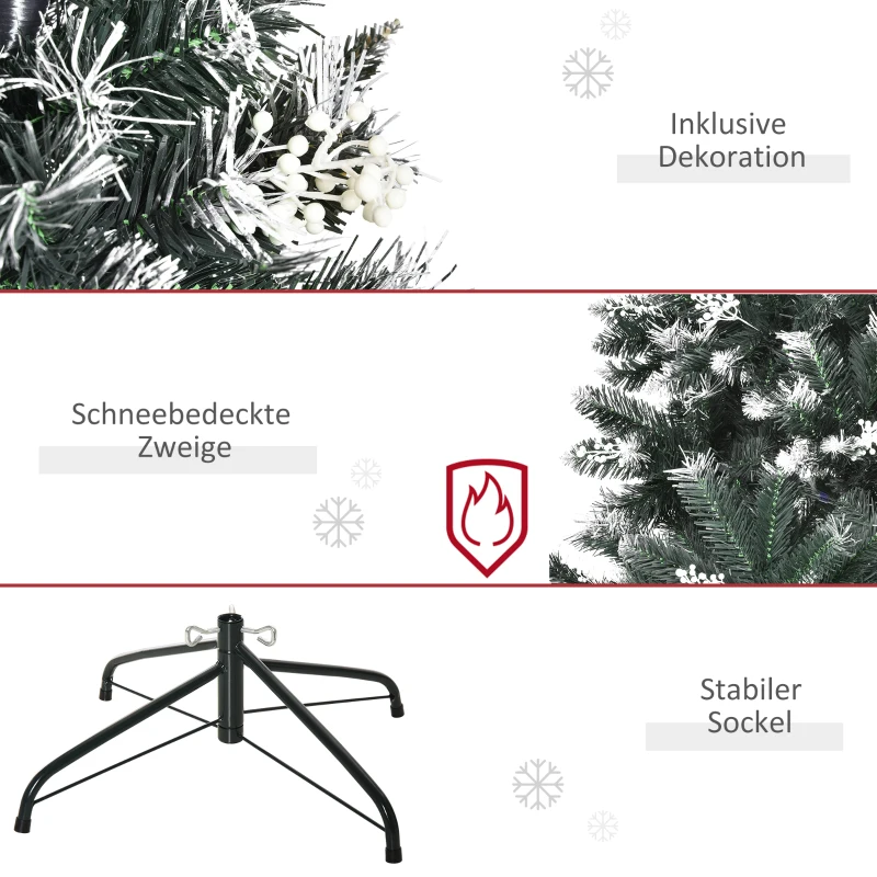 HOMCOM Künstlicher Weihnachtsbaum 1,5 m Christbaum Schnee getaucht Design Tannenbaum 378 Äste flammhemmend PVC Dunkelgrün Ø75 x 150 cm