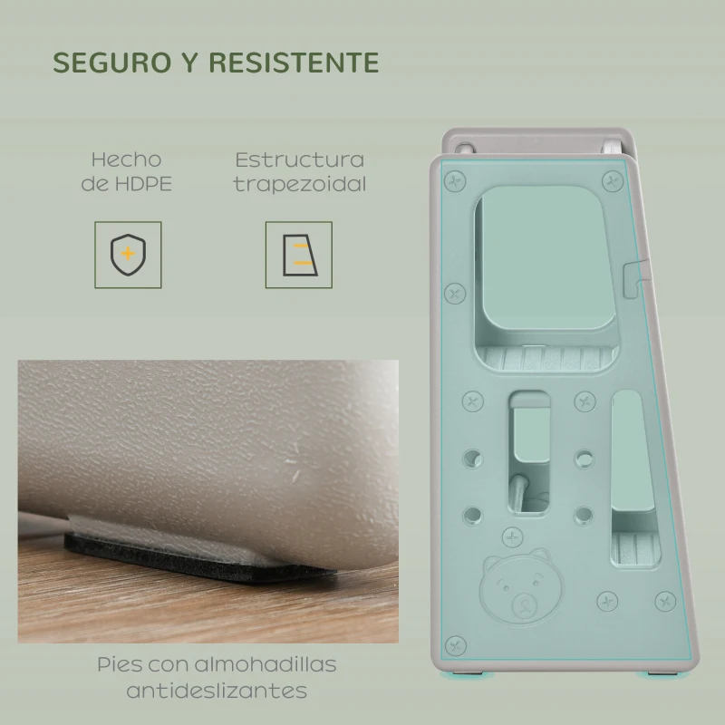 HOMCOM Torre de Aprendizaje para Niños Taburete Infantil con Altura Ajustable en 3 Posiciones para Cocina Baño 47x47x90 cm Gris