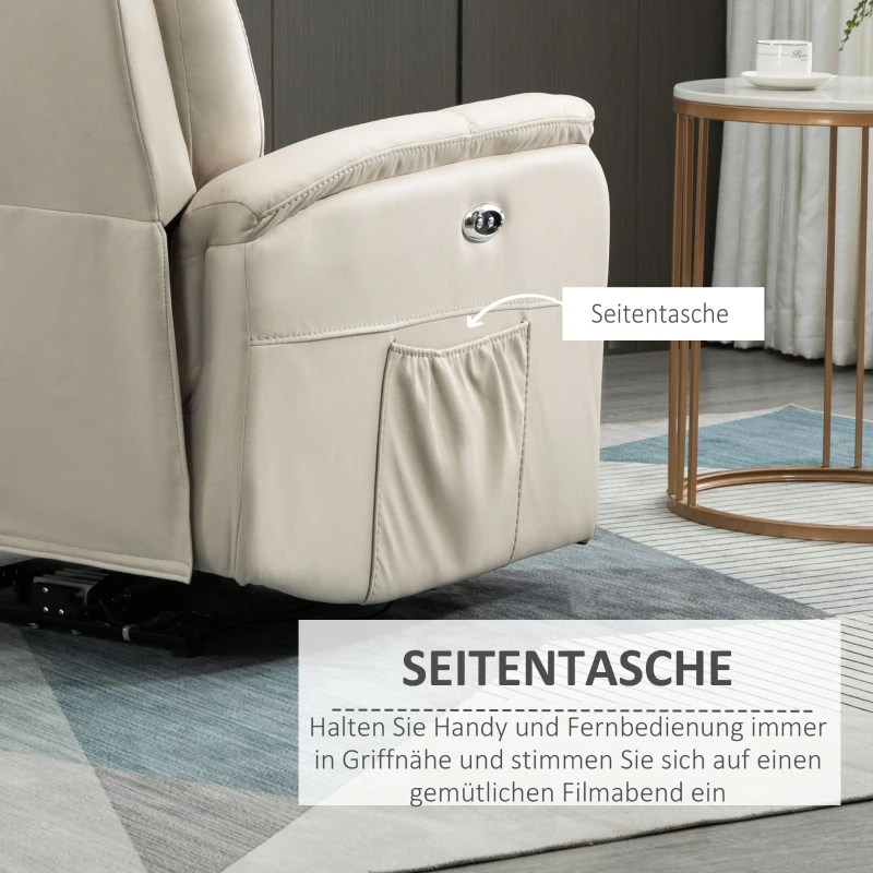 HOMCOM Elektrischer Relaxsessel mit Fernbedienung, verstellbare Rückenlehne 155°, ausziehbare Fußstütze, Mikrofaser