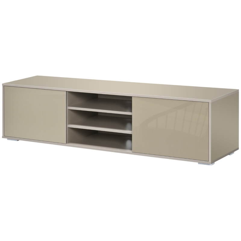 HOMCOM Mobile TV Basso per TV 70" max in MDF Grigio con 3 Ripiani Aperti e 2 Armadietti, 160x39x41.2 cm