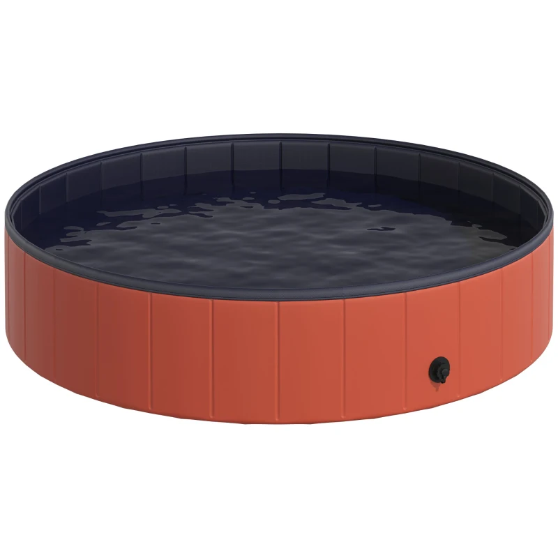 PawHut Piscina Vasca da Bagno Portatile Pieghevole per Cani Animali Domestici in PVC Φ140 x 30cm Rosso
