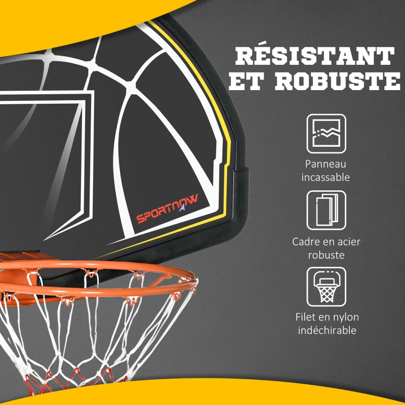 SPORTNOW Panier de basketball mural avec panier spécial intérieur extérieur 70 x 110 x 90 cm noir