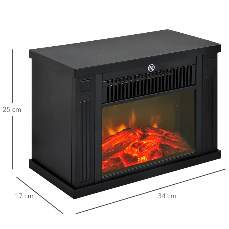 HOMCOM Cheminée électrique à Effet de Flamme poêle Style Contemporain Thermostat 600-1200 W Noir