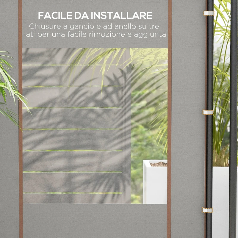 Outsunny Set 2 Pareti per Gazebo 3x6m e 3x3 m in Tessuto Oxford con Finestre e Cerniere, 295x195cm, Grigio