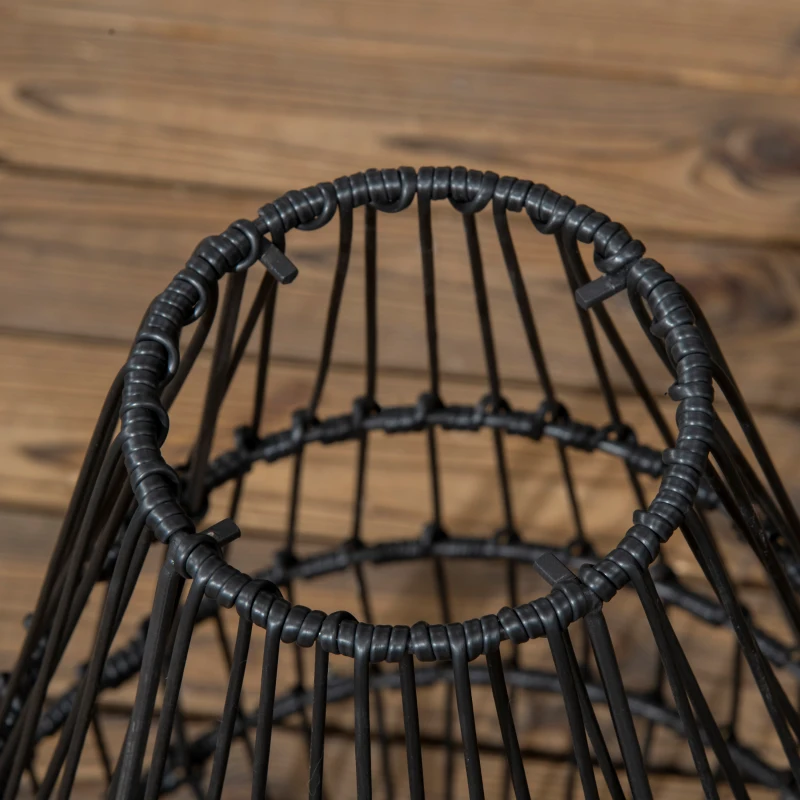 Outsunny Lampe à poser luminaire LED de jardin solaire en résine tressée imitation rotin - 34 x 34 x 56 cm noir