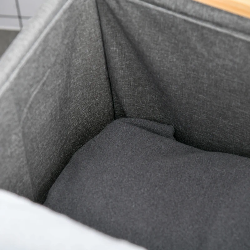 HOMCOM Cesto para Ropa Sucia de Bambú Cesto Rectangular de Ropa Portátil con Tapa y Bolsa Extraíble Mueble de Baño Dormitorio 40x35,5x60,5 cm Color Natural y Gris