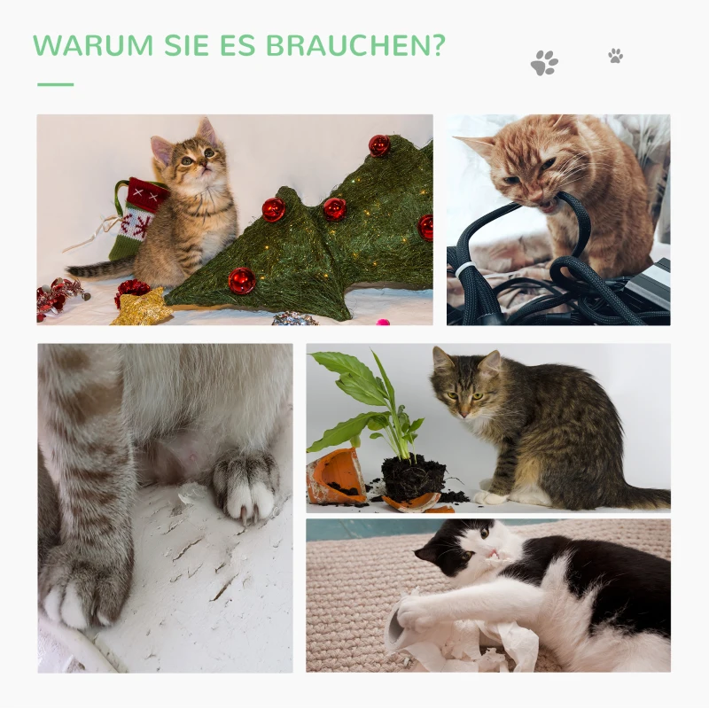 PawHut Kratzsäule für Katzen Kaktus-Kratzstämme Kratzbaum Katzenbaum Kiefernholz Sisal Seil Kratzstamm Spielzeug für Katzen 65 cm Hoch Grün+Natur