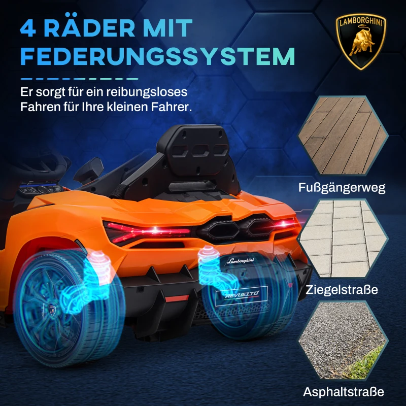 AIYAPLAY Elektroauto für Kinder von 3-5 Jahren, sanfter Antrieb, fernsteuerbar, mit Hupe, Kunststoff und Metall, Orange(m-6)