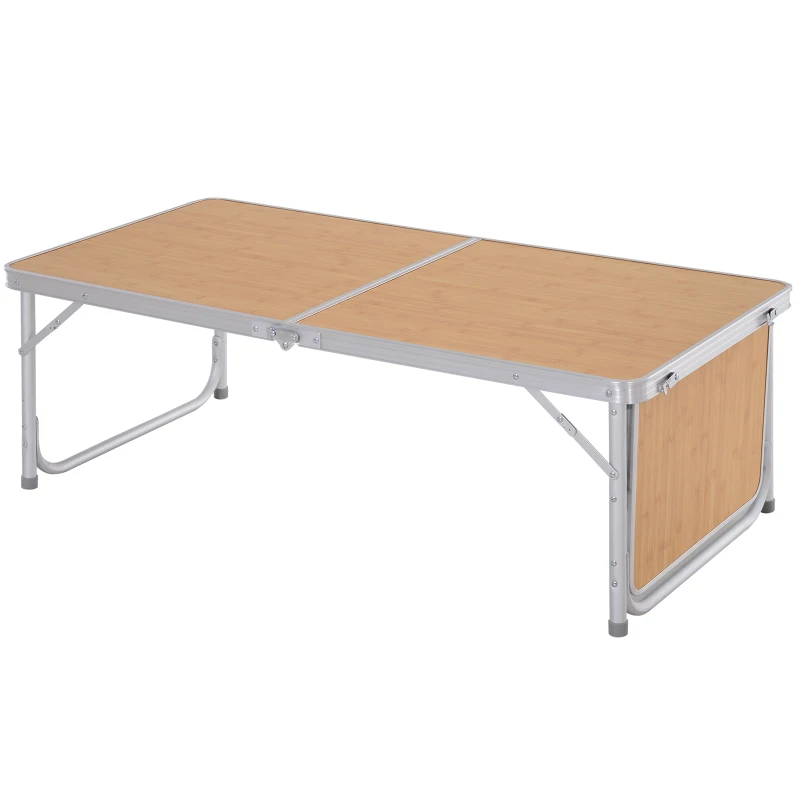 Mesa Plegable de Camping Portátil con Ala Abatible Mesa de Picnic de Estructura Ligera de Aluminio Carga 30kg Altura Ajustable 153x60x39/71 cm