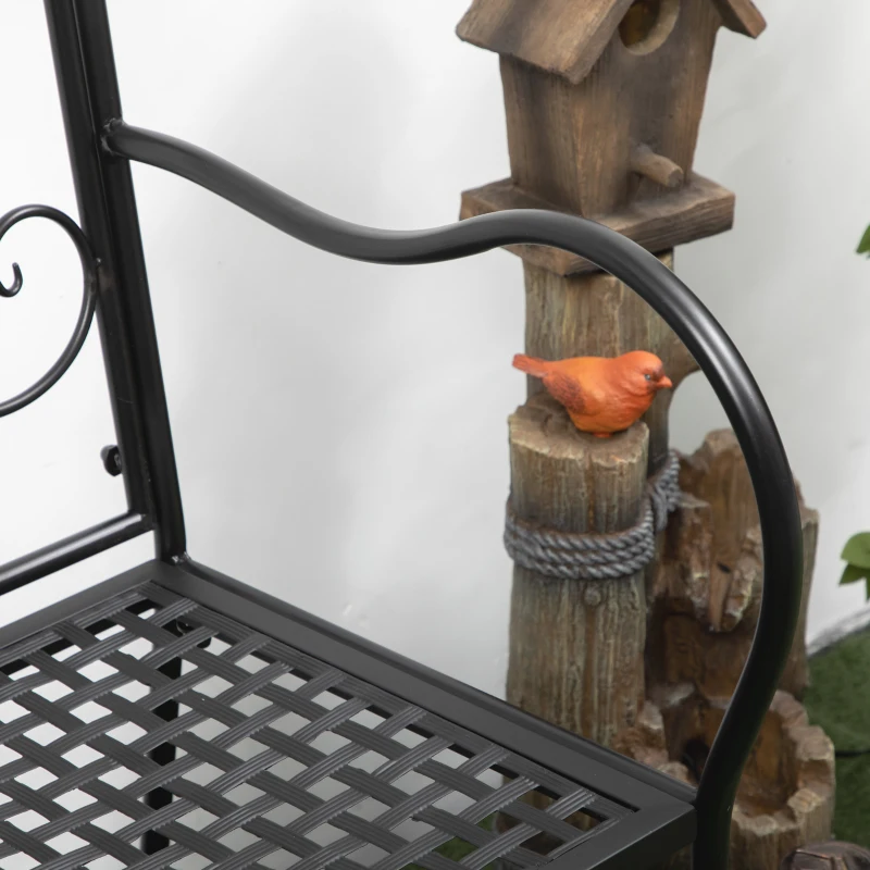 Outsunny Banc de jardin 2 places banquette extérieur terrasse patio en acier style romantique - 106 x 42 x 95 cm noir