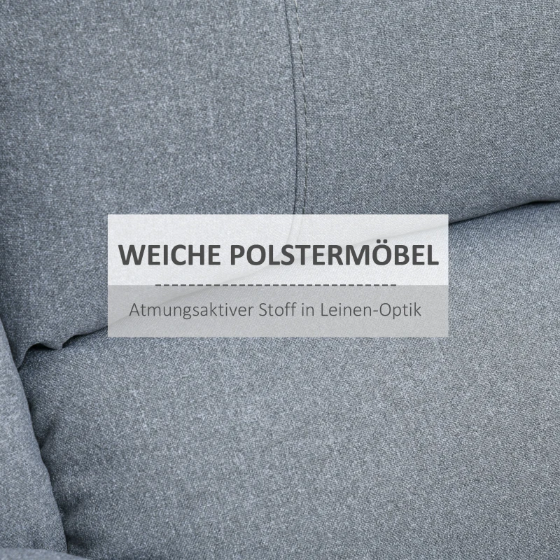 HOMCOM Relaxsessel Fernsehsessel mit Liegefunktion Liegesessel Sessel mit Verstellbarer Rückenlehne, Fußstütze TV-sessel mit Leinenoptik für Wohnzimmer Schlafzimmer, Hellgrau