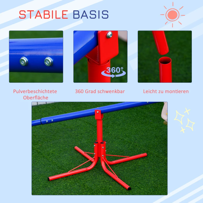 Outsunny Kinderwippe, Outdoor Kinderwippe, 360° drehbare Wippe Karussellwippe Metall Mehrfarbig