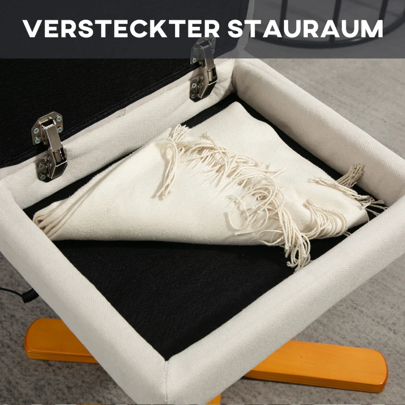 HOMCOM Massagesessel mit Liegefunktion und Fußhocker, 145°-Neigung, Polyester, 80 x 86 x 99 cm, Cremeweiß(m-6)