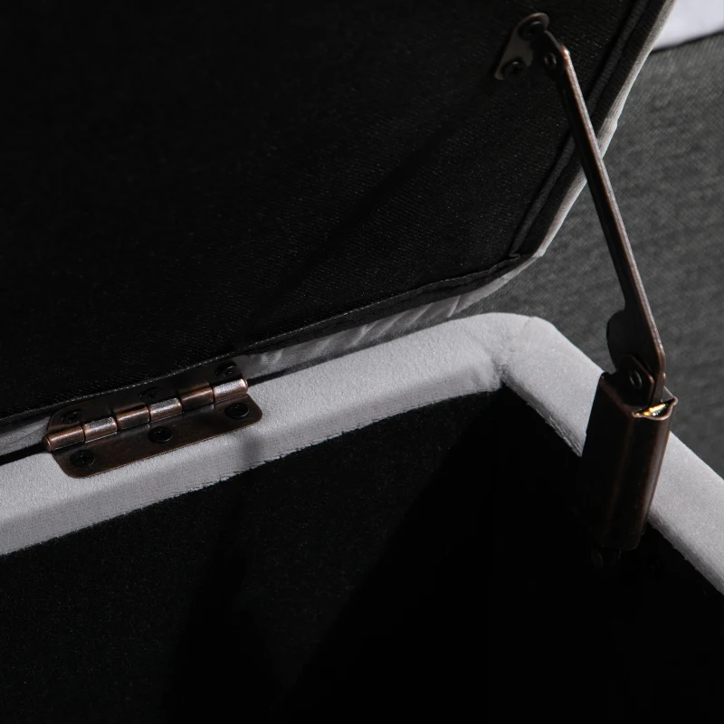 HOMCOM Sitzbank mit Stauraum Polsterbank mit Samtoptik, Sitztruhe mit Metallbeine, Truhenbank für Wohnzimmer Schlafzimmer Flur 100 x 40 x 42 cm, Hellgrau