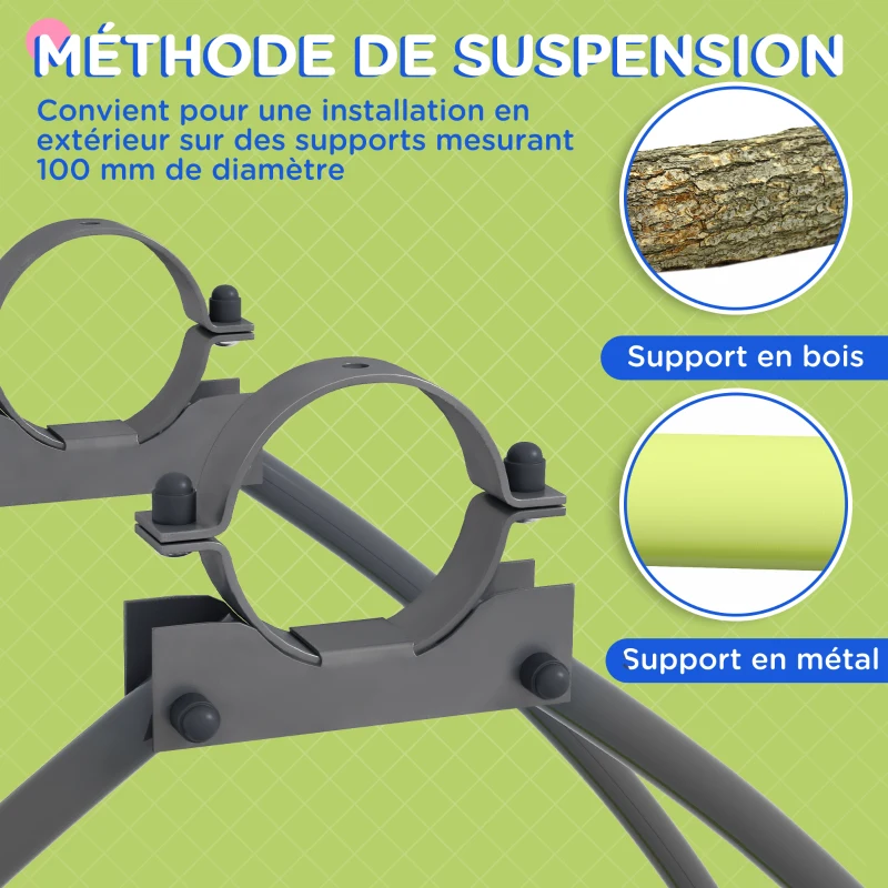 Outsunny Balançoire pour enfants structure en métal avec poignée pour 2 enfants de 3 à 6 ans 110,5 x 40,5 x 180 cm vert