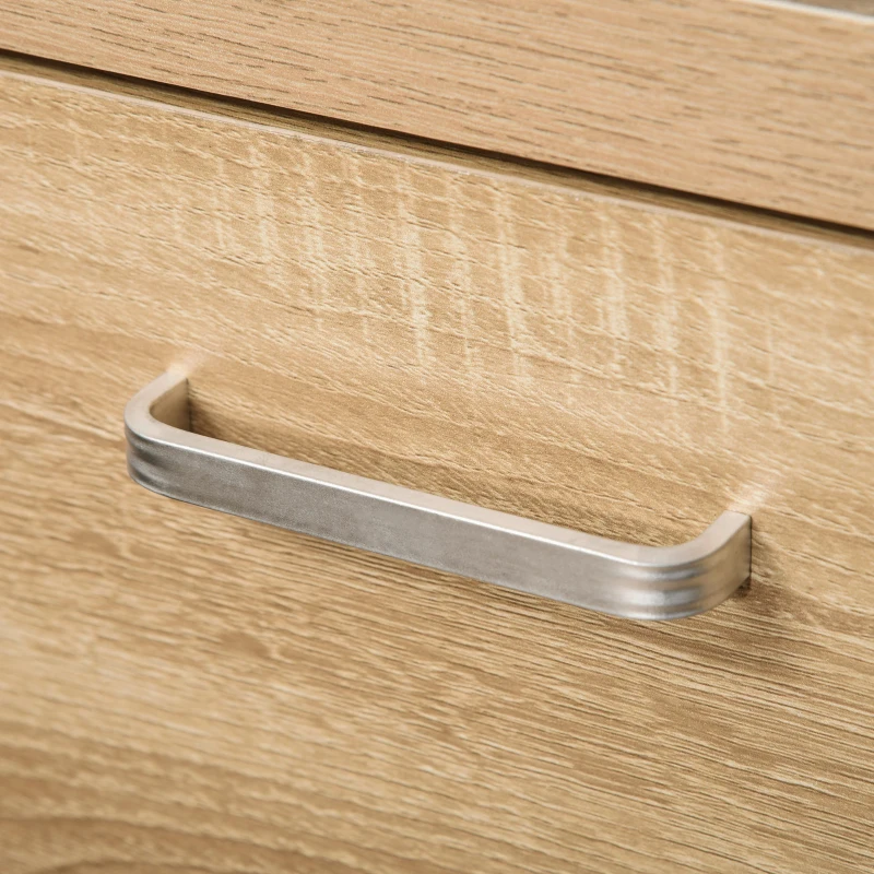 HOMCOM Nachttisch mit 2 Schubladen Nachtschrank mit Kippschutz moderner Nachtkommode Natur 48 x 39 x 52 cm