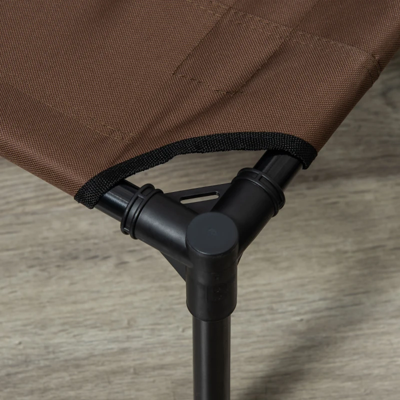 PawHut Cama Elevada para Perros Gatos Portátil Cama para Mascotas con Zona de Malla Transpirable y Tela Oxford para Interior Exterior 122x92x23 cm Café