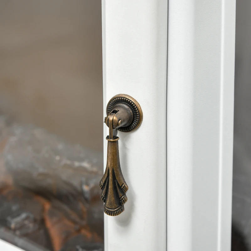 HOMCOM Camino Elettrico Effetto Fiamma e 3 Lati Aperti, Temperatura Regolabile 900W-1800W, Protezione da Surriscaldamento, Copertura 20-25m², 39x26x54.8cm, Bianco