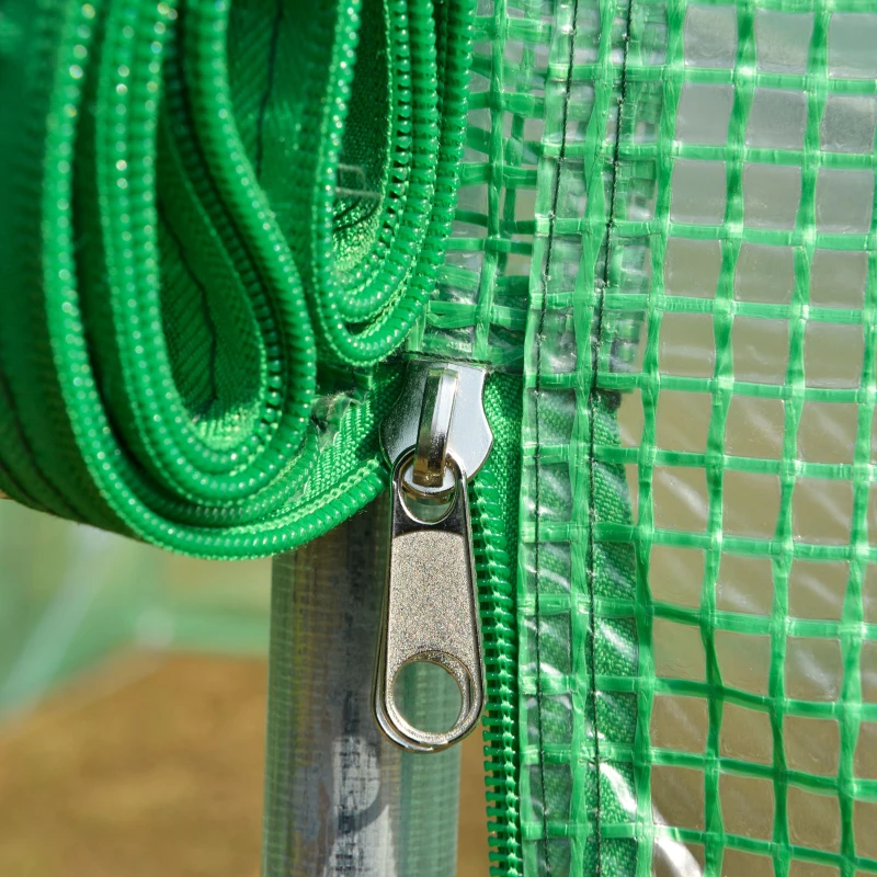 Outsunny Invernadero de Exterior Invernadero de Túnel 8x3x2 m Invernadero de Jardín con 12 Ventanas y Puerta Enrollable para Cultivo Plantas Tomates Verduras Acero y PE 140 g/m² Verde