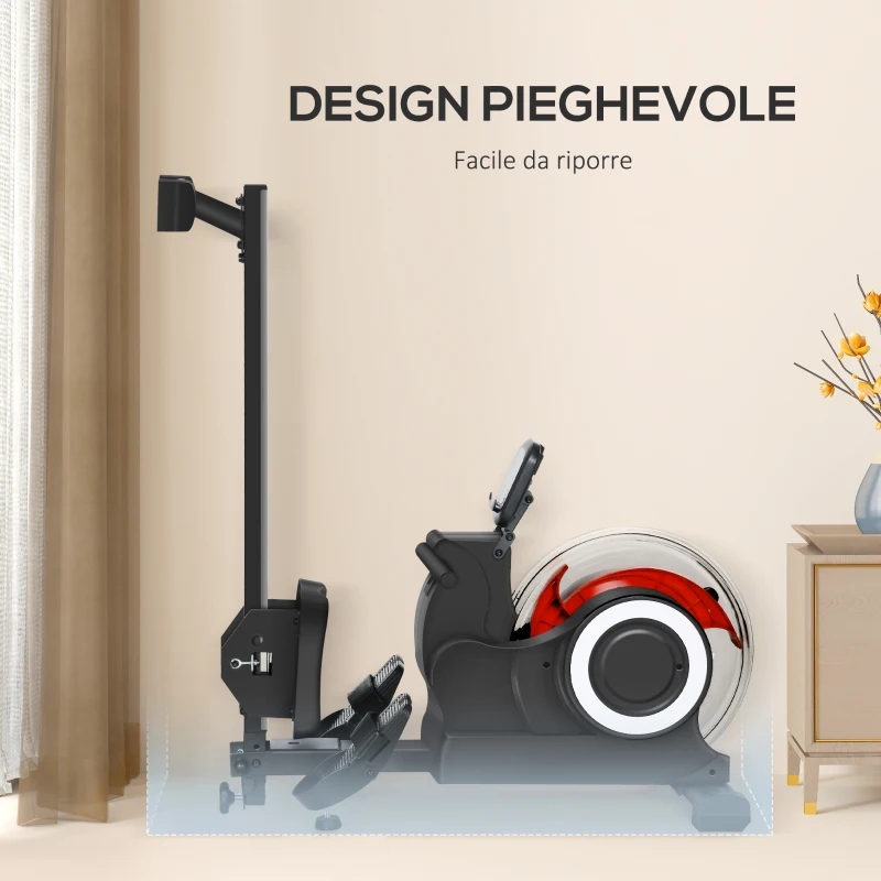 SPORTNOW Vogatore ad Acqua Pieghevole a 6 Livelli di Resistenza, in Acciaio e PC, 190x50x65 cm, Rosso