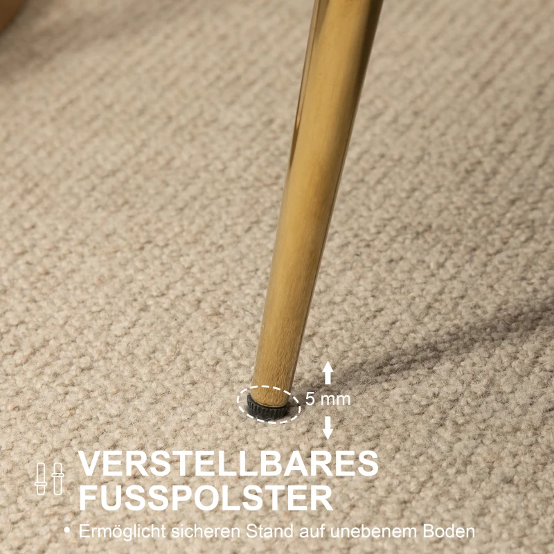 HOMCOM Vintage 2-Sitzer Sofa, Couch, Polstermöbel, Samtoptik, bis 150 kg, Creme/Gold(m-7)