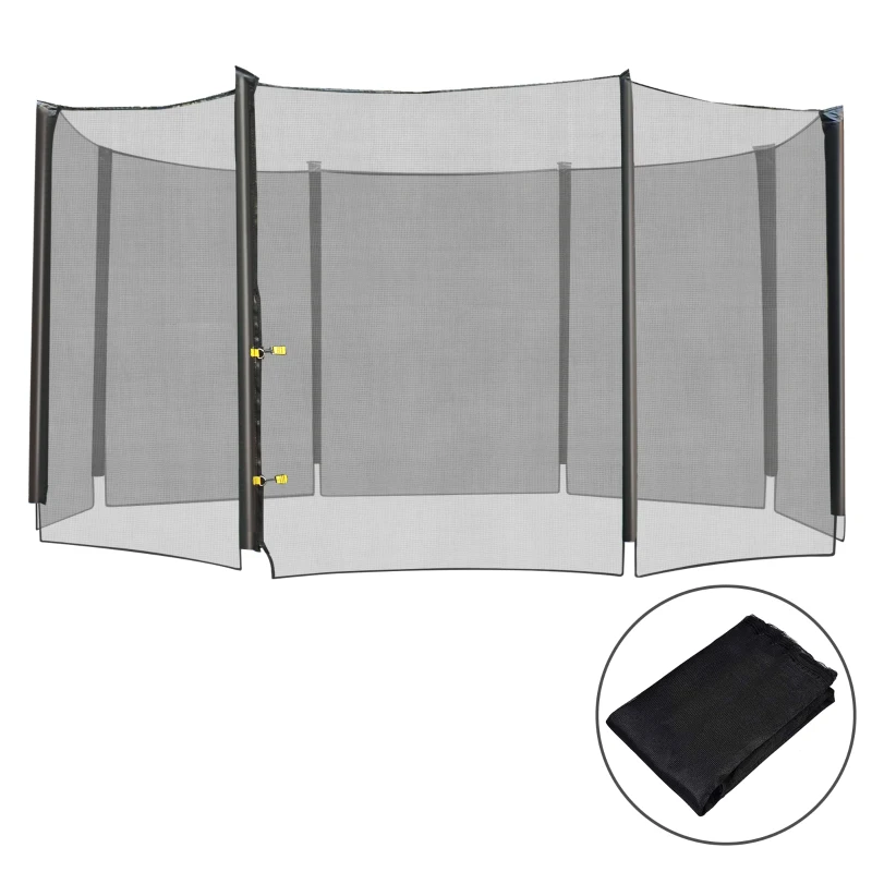 HOMCOM Red de Seguridad de Reemplazo para Trampolín Ø366 cm con Puerta con Cremallera para 8 Postes Rectos Ø366x180 cm Negro