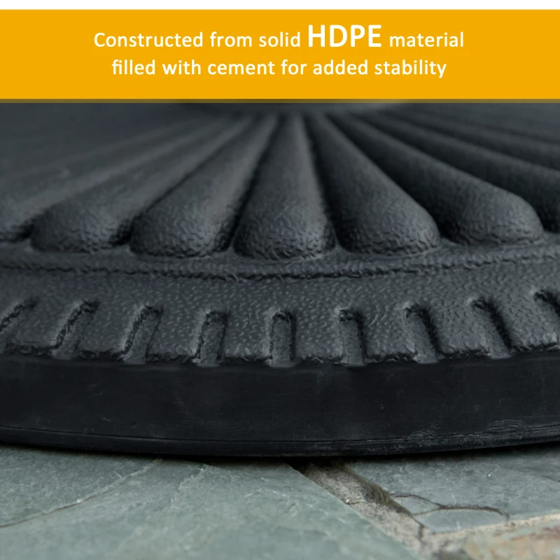 Outsunny 14kg Round Cement Parasol Base Umbrella Weight Stand Holder Fits Φ35mm,Φ38mm,Φ48mm Pole for Patio Outdoor Garden - Black