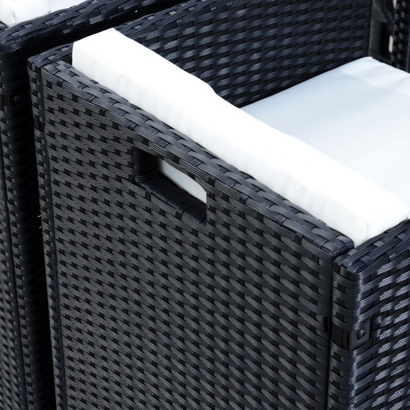 Outsunny Set Mobili da Giardino 5pz Set Tavolo da Pranzo con 4 Sedie con Cuscini Combinabili a Rettangolo, Nero, 109x109x72 cm