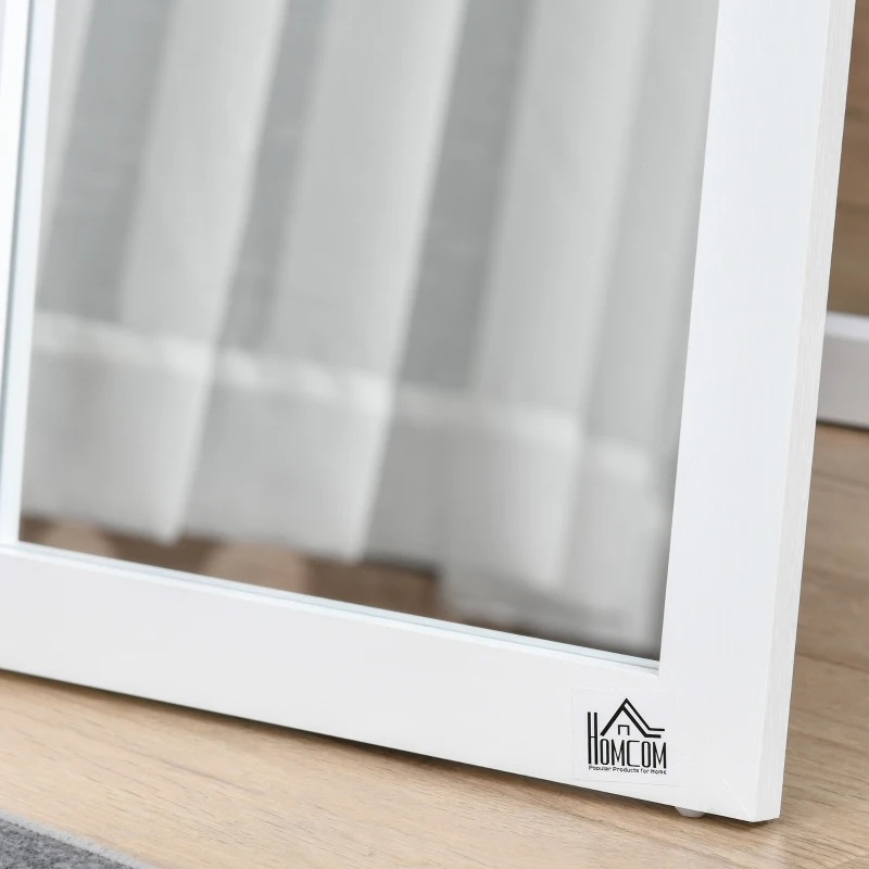 HOMCOM Miroir sur Pied et Mural rectangulaire miroir de sol Pleine Longueur Dressing Chambre salon dim. 37L x 37l x 154H cm Blanc