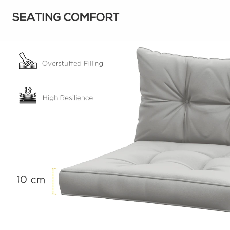 Outsunny 2-Piece Seat Cushions Back Pillows Replacement, Patio Chair Cushions Set for Indoor Outdoor, Light Grey