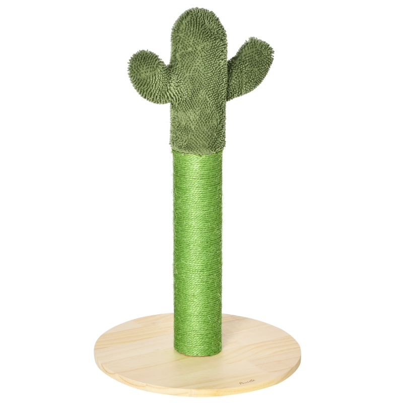 PawHut Kratzsule fr Katzen Kaktus-Kratzstmme Kratzbaum Katzenbaum  Kiefernholz Sisal Seil Kratzstamm Spielzeug fr Katzen 65 cm Hoch  Grn+Natur | Aosom.de