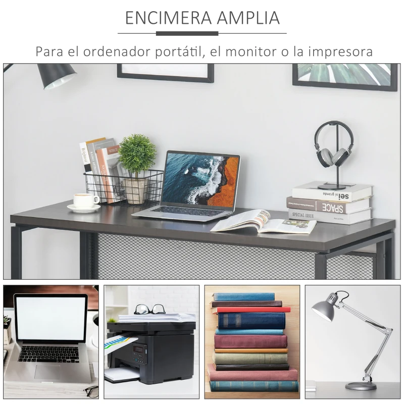 HOMCOM Mesa de Escritorio Multifuncional Escritorio Estable con Pies Ajustable para Despacho Casa Estudio Gaming 135x60x75 cm Marrón Rústico