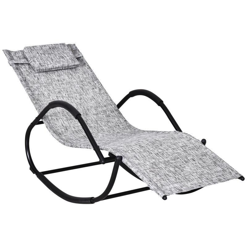 Outsunny Fauteuil à Bascule Rocking Chair Jardin – Design Moderne En Textilène Et Métal, Noir Élégant