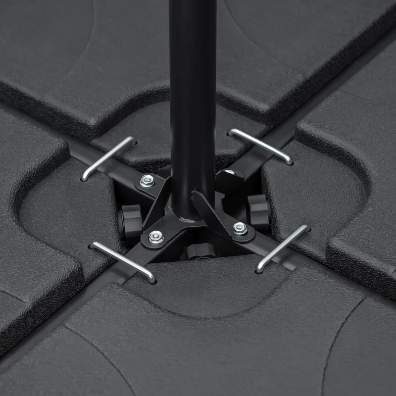 Outsunny Lot de 4 dalles de parasol Poids de lestage carré pour parasols déportés pieds croix dim. chaque dalle Noir